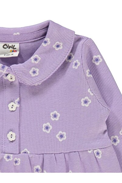 Civil Baby Bahar Çiçeği Empirme 6-18 Ay Elbise - Lila 6-9 Ay