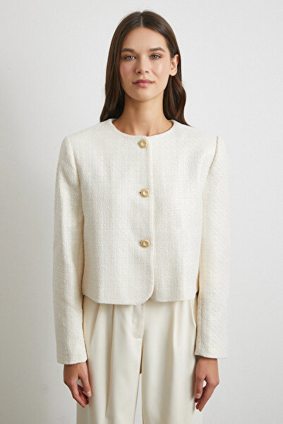 Never more Μακρυμάνικο μπουφάν με κουμπιά Koton εκρού