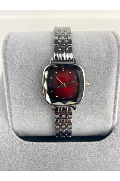 Mazzy Silver Inside Burgundy Women's Wristwatch