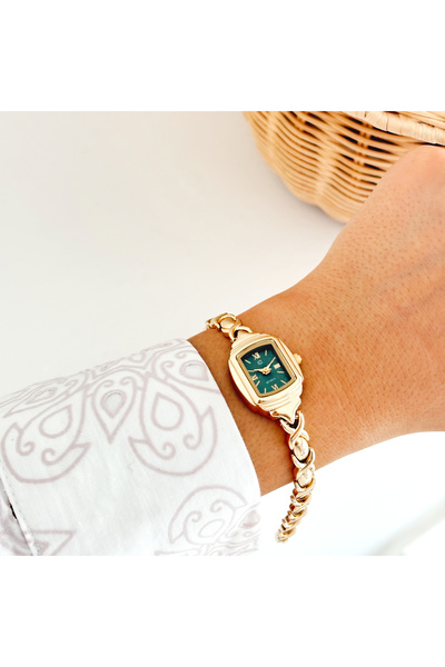 Boise Atelier Aven Gold-Green Watch |   Clock