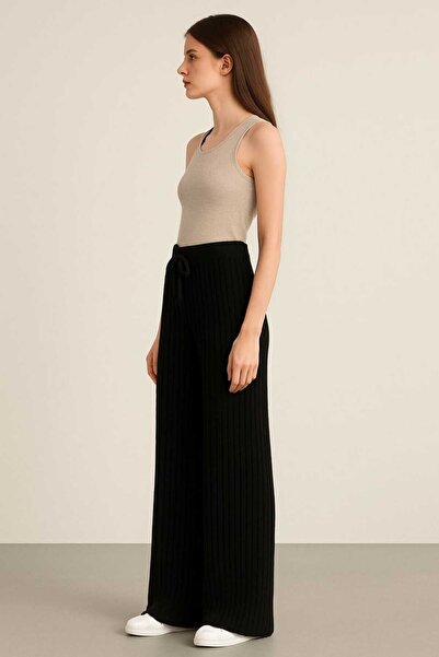 NOTCHTR Women's Basic Straight Cut Elastic Waist Corded Fabric Knitwear Trousers