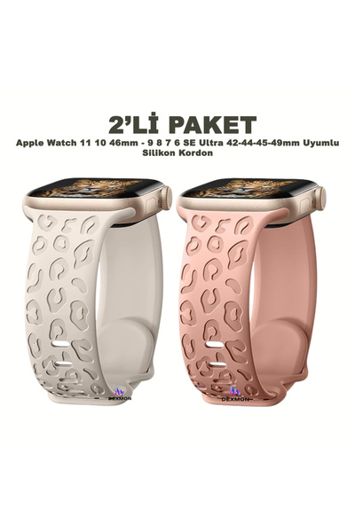 Dexmon Apple Watch 11 10 46mm 9 8 7 6 SE Ultra Uyumlu 42-44-45-49mm Leopar De...