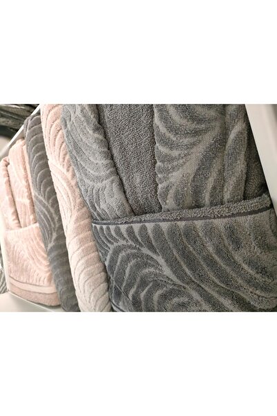 POKUT Pamuk Jakarlı 4 Parça Çift Kişilik Bornoz Seti | Kadın & Erkek Şal Yaka...