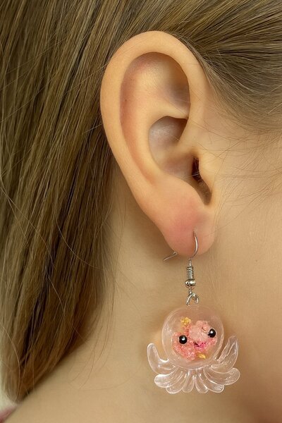 TAKIŞTIR Mixed Color Octopus Figured Children's Earrings (Pair)