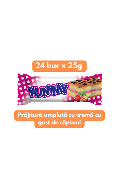 Hazal Prajitura YUMMY umpluta cu crema cu gust de capsuni - 24 buc x 25g (1 c...