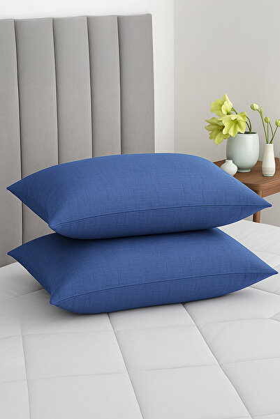 Bonny Home Vevra Striped Blue Solid Color 2-Piece Pillowcase Cotton Fabric Zippered