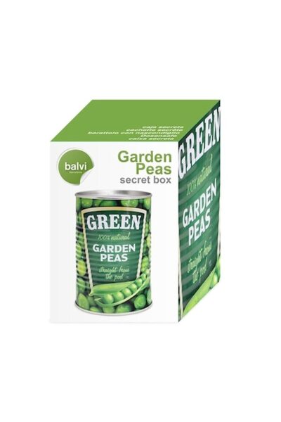 Balvı Hidden valuables tin shaped like a pea can, green, 11 x 8 x 8 cm, metal