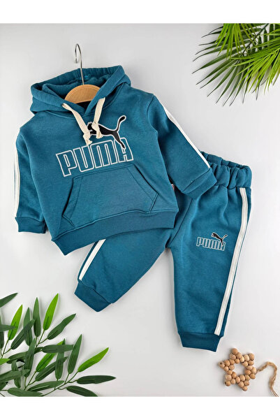 Minizade 3 Thread Fleece-Lined 3-Piece Winter Hooded Baby Boy Sports Set