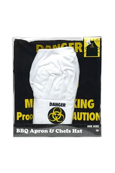 IGGI Set șorț și pălărie de bucătar „Pericol, bărbat gătește”, bumbac, 59 x 7...