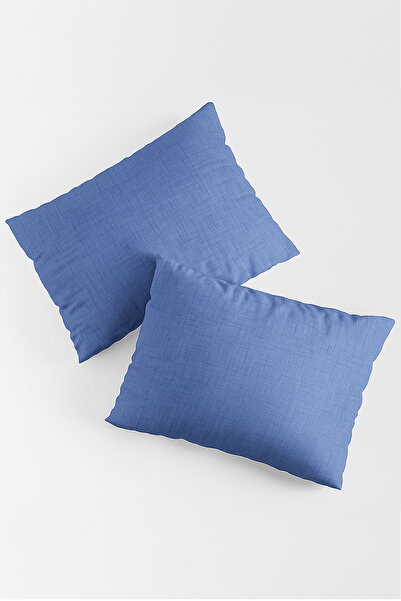 Bonny Home Vevra Striped Blue Solid Color 2-Piece Pillowcase Cotton Fabric Zippered