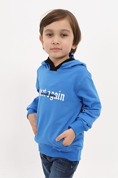 Toontoy أزرق بلون الكوبالت سويت شيرت للأولاد من نوع Relax Fit بغطاء رأس جيوب ...