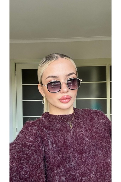 TomyHelf Yuvarlak Gold Çerçeveli Metal Siyah Degrade Gözlük UV400 Korumalı Şı...