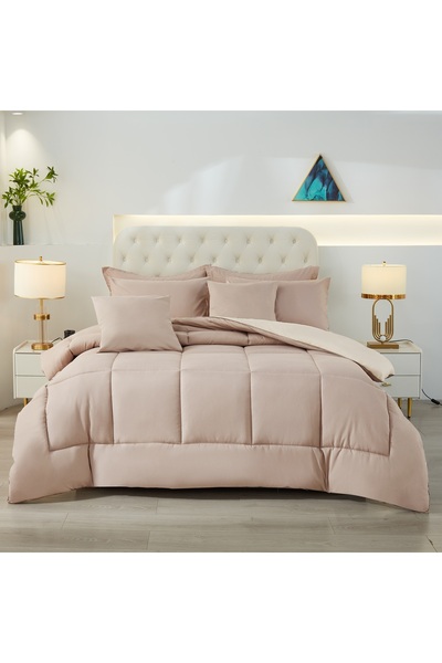 ShinyFlower Winter Comforter Set with Fixed Cotton Filling, Microfiber Fabric, 8 Pieces, Double Size 240x220 cm