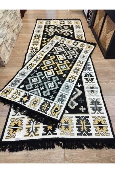 OEM 1+1 Set Woven Rugs, double-sided, size 60x90 cm + 80x200 cm H&H 110