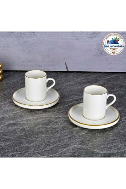 Blue mountain كوب إسبريسو من البورسلين - لون بلاتيني (مجموعة من قطعتين)