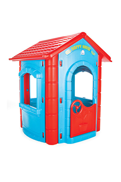 PİLSAN Happy House Blue/Red children's garden playhouse, indoor/outdoor use, weatherproof plastic