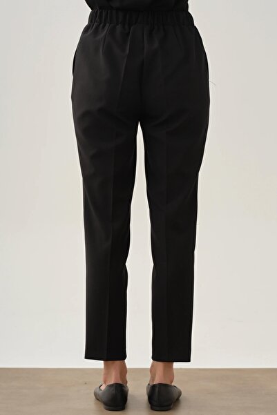 Tuğba Bel Lastikli Havuç Pantolon - Siyah