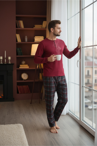 Bravie Luxury Thermal Men's Pajama Set 9741 Red