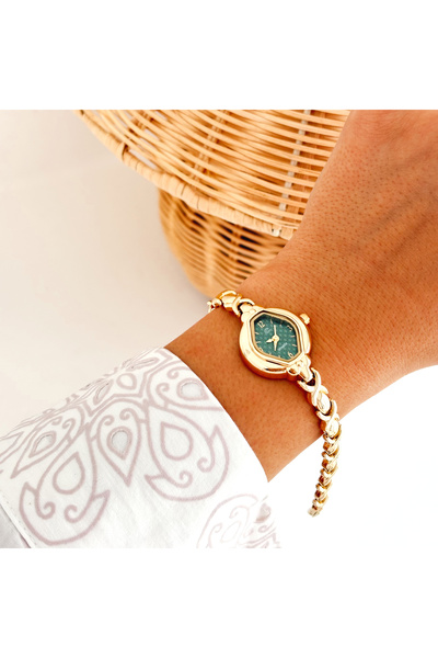 Boise Atelier Nero Gold-Green Watch |   Clock
