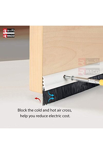 Raco Door Seal Bottom Brush with Screw, Aluminum Alloy Holder with Nylon Brush (1.2M, White)