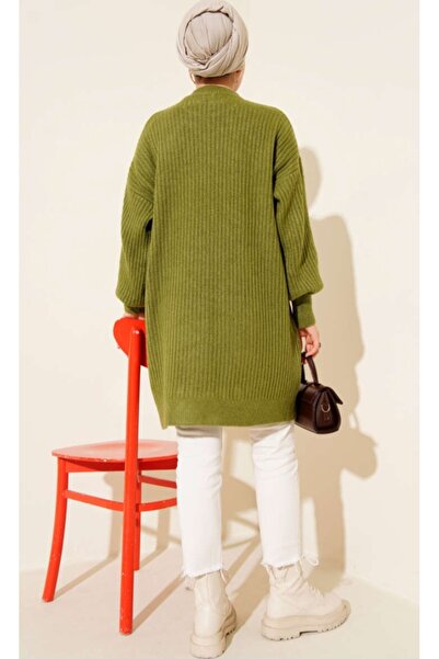 Vaniza Embossed Asymmetrical Striped Knitwear Tunic Sweater