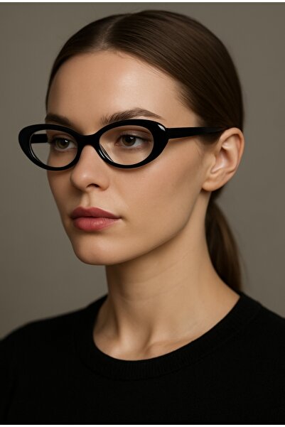 Chunky Frame Cat Eye Classic Vintage Black Framed Women's Glasses with Blue Block Blue Light Filter