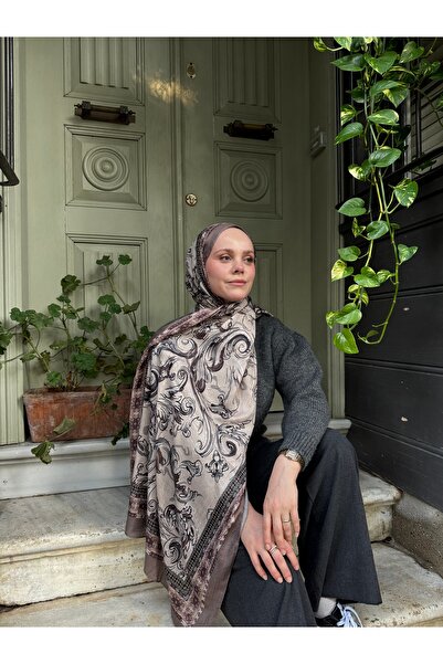 CUOCA LOUNGE Beliz Desenli Bambu Kraş Şal Sütlü Kahve