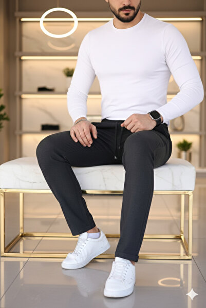 Mamlay Smoked Elastic Waist Lace-Up Jogger Pants