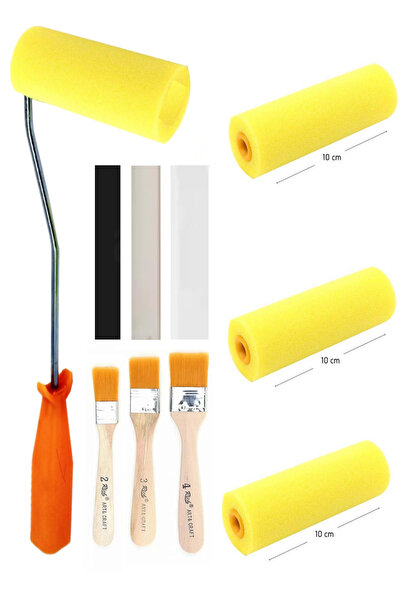 GLANCE Rich Sünger Rulo Fırça Metal Saplı 5cm + 2 Sünger Yedek 3 lü Zemin Fır...