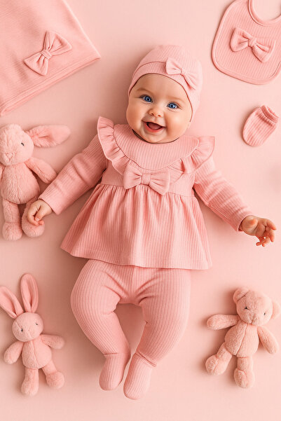 Ozz Baby مجموعة زيبين لحديثي الولادة من عمر 0 ​​إلى 3 أشهر مع بطانية مكشكشة ع...
