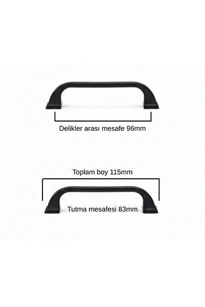 Şeker Ofisi Mobilier negru de 96 mm, dulapuri de bucătărie și mânere pentru sertare, 10 bucăți din polipropilenă (PP)