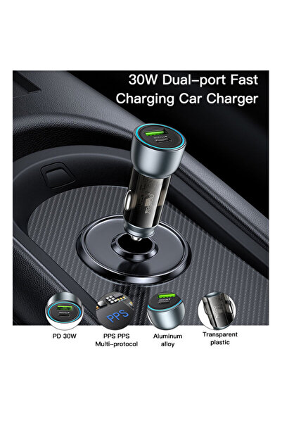 Yesido USB 30W Car Lighter Charger, Y49, gray