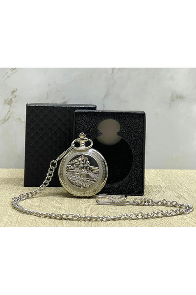 RiverWorld River World Clock with Special Box Design Silver Train Themed