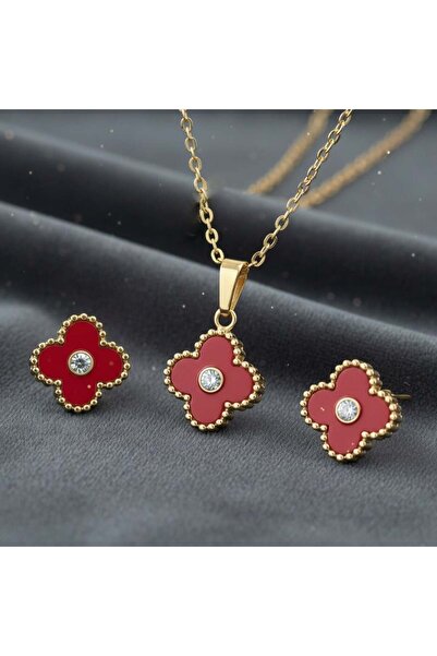 KEVSA Jewelry Set colier și cercei Alhambra din oțel inoxidabil - LPD1492