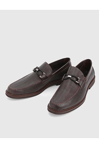 İLVİ Spiro Genuine Printed Leather Brown Men's Loafer Shoes