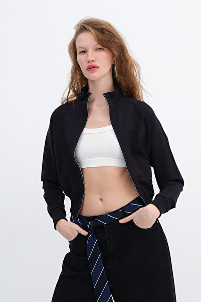 Addax High Neck Zippered Cardigan H12136