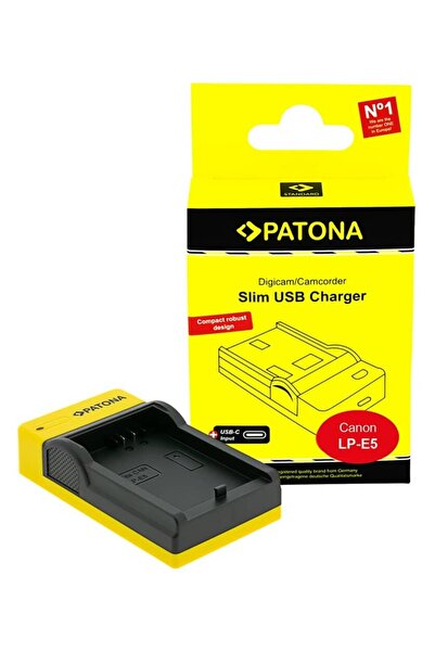 Patona Тънко USB-C зарядно за Canon LP-E5, EOS 1000D, 450D, 500D