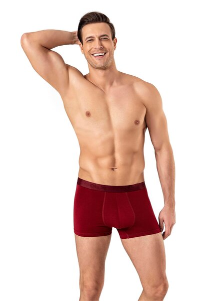 OBJE Men's Burgundy Combed Cotton Modal Short Boxers