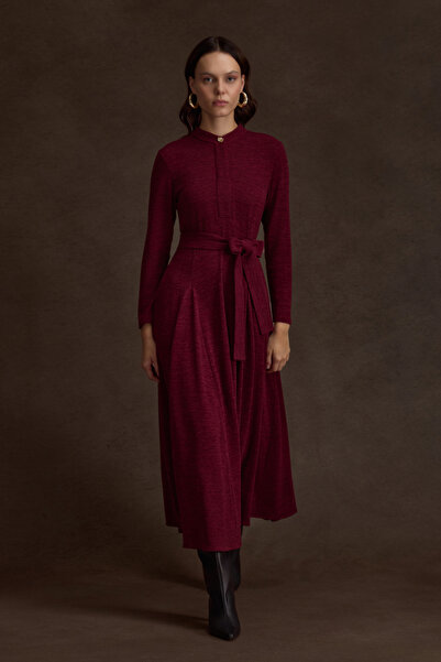 Aker Seyyar Kuşaklı ,Kloş Örme Elbise