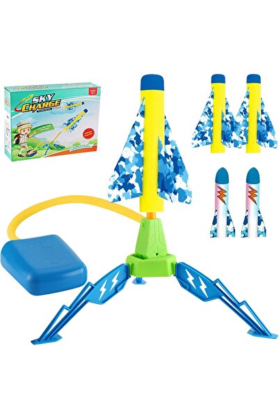Flippy Foot-operated Rocket Launcher Toy, 4 Rockets, 40.5 cm, Multicolor