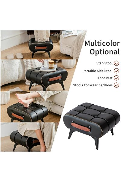 HXDream Stylish and Functional Faux Leather Footrest for Extra Seating in Living Room, Entryway, or Office