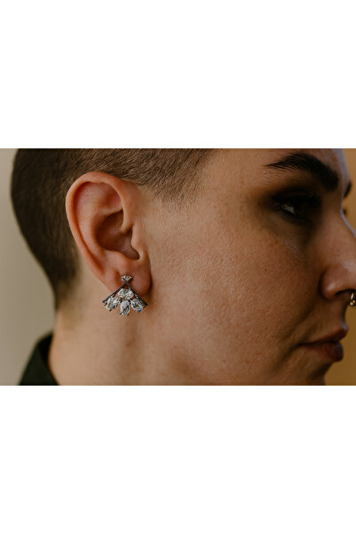 Jewerly Women's Crystal Stone Gray Steel Earrings