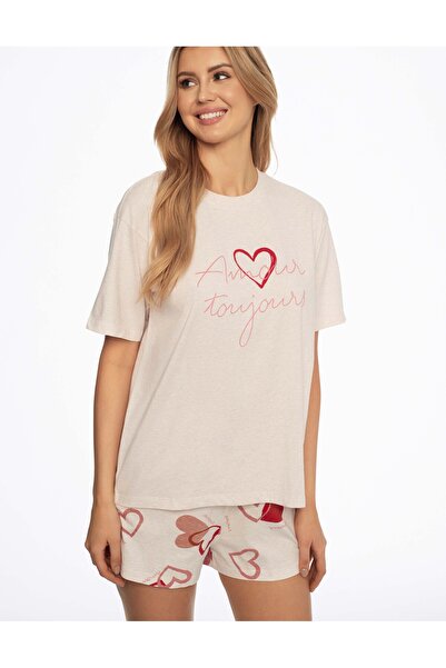 Henderson Women's Short Pajama Set Shorts & T-Shirt Heart Pattern Cotton & Viscose Comfortable | Amour