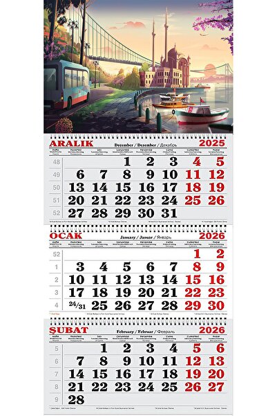 GENC DIJITAL BASKI 2026 Yılı Gemici Takvimi-Büyük Mecidiye Camii ve Boğaz