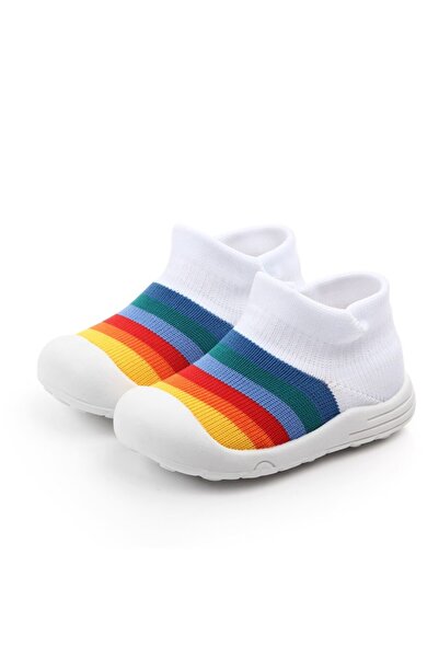 BebeNou Mocasini albi, stil sport - Curcubeu - MDD2202-2. Mărimea 19