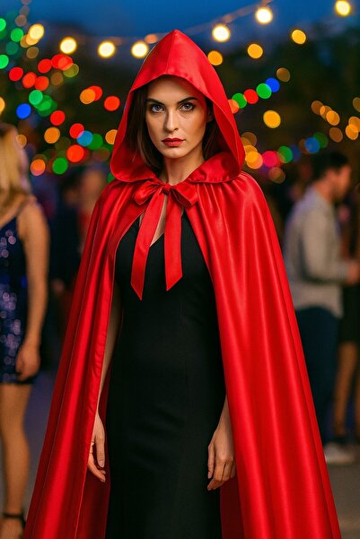 TOYFEST Red Devil Cape Hooded 120 cm Halloween Costume Accessory