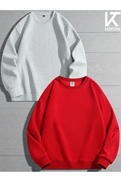 Karatopak 2'li επένδυση fleece Φούτερ με λαιμόκοψη oversized Unisex