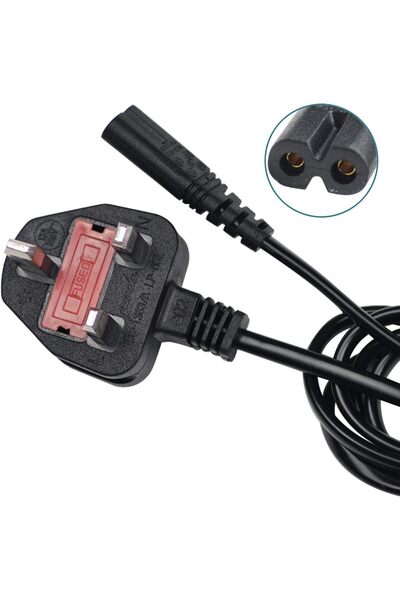 Generic كابل طاقة VUOHOEG من قابس المملكة المتحدة إلى سلك IEC C7 ذو الشكل 8 ثنائي السنون لأجهزة Samsung وToshiba وPhilips وLG وSony P