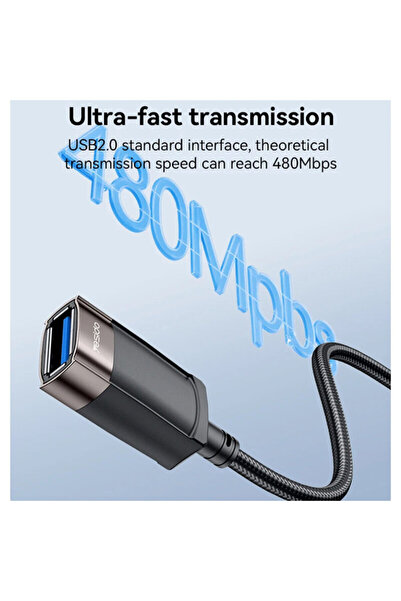 Yesido USB extension cable with adapter, 1.5 m GS26, gray