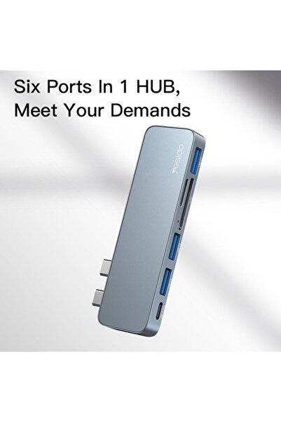 Yesido HB10 Hub 2x USB-C to 3x USB, USB-C, SD/TF, 5 Gbps